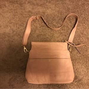 Margot Double Zip Fold-Over Multi Compartment Pink Leather Crossbody Bag